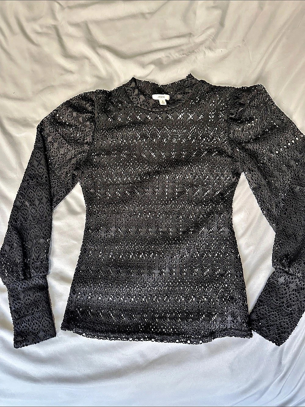 ARDENE Long Sleeve Open Knit Top in Black Size Small Like New